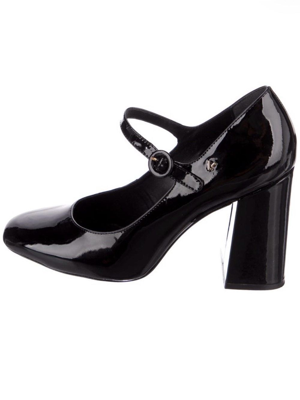 Larroude Black Patent Mary Jane Block Heel